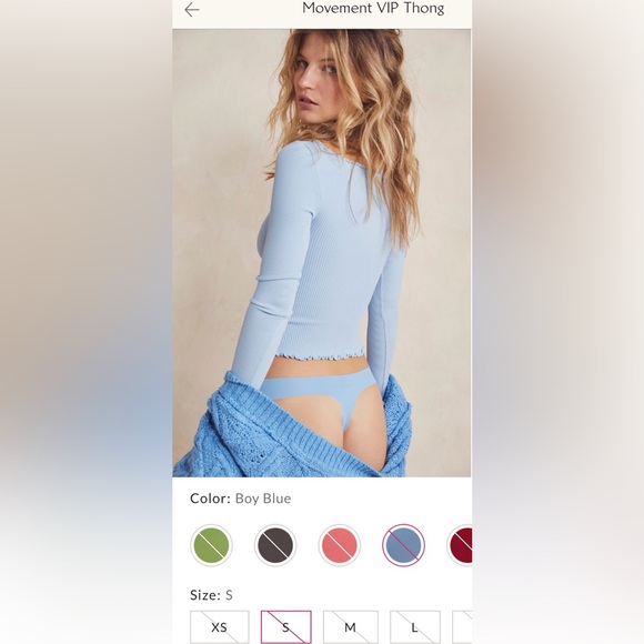 Free People Movement ~ VIP Thong ~ Small ~ Color Boy Blue/Stone ~ * NWT * - Picture 5 of 15